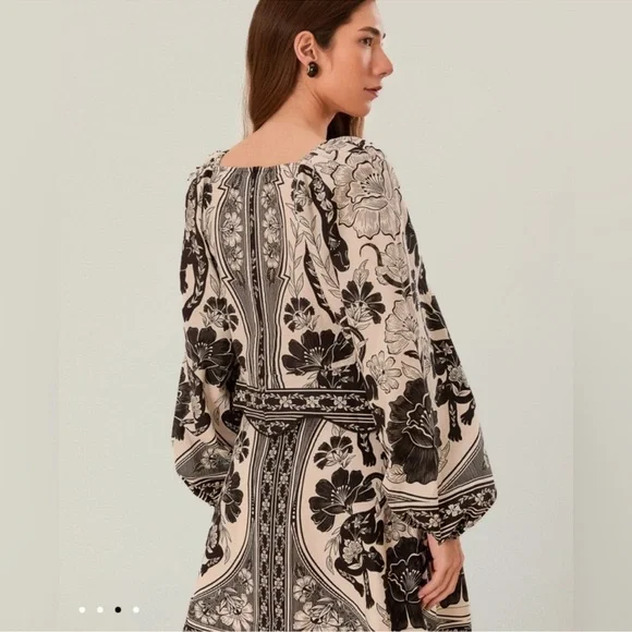 Farm Rio Off-White Flower Leopards Long Sleeve Blouse - Picture 5 of 8